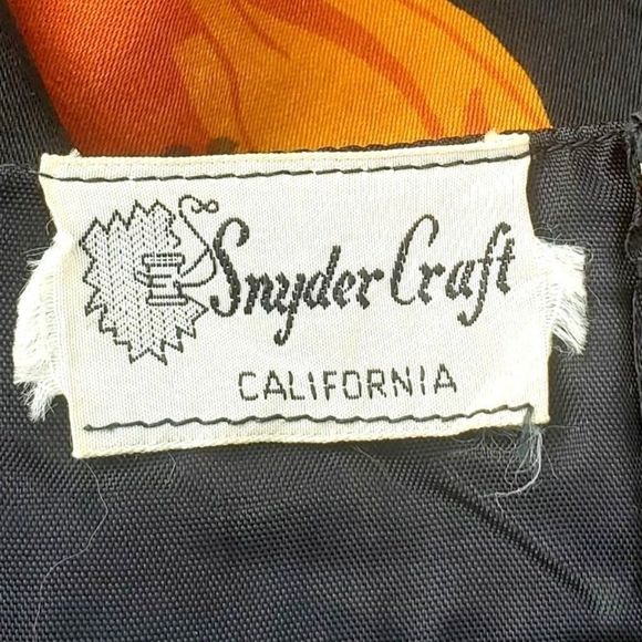 Vintage Black Shift Dress Big Print Snyder Craft California Women Size 6 8 - Picture 4 of 10